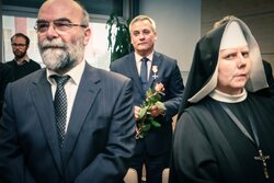 Uroczystość wręczenia Krzyży Wolności i Solidarności. Od lewej Andrzej Kalata i Jerzy Szmit – Olsztyn, 4 października 2017. Fot. Sławomir Kasper (IPN)